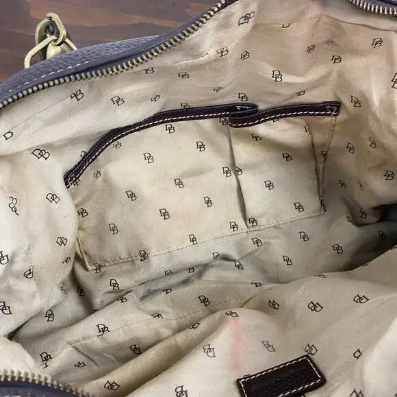 Dooney And Bourke Vintage Leather Brown Leather Signature Canvas Satchel Handbag